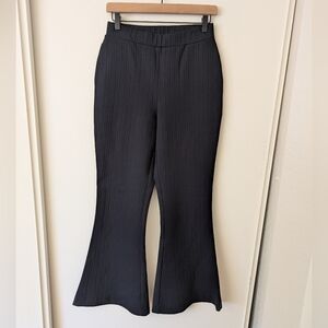 n/nicholas Womens 6 Ribbed Black Flared Pants Workwear Contemporary Minimalist